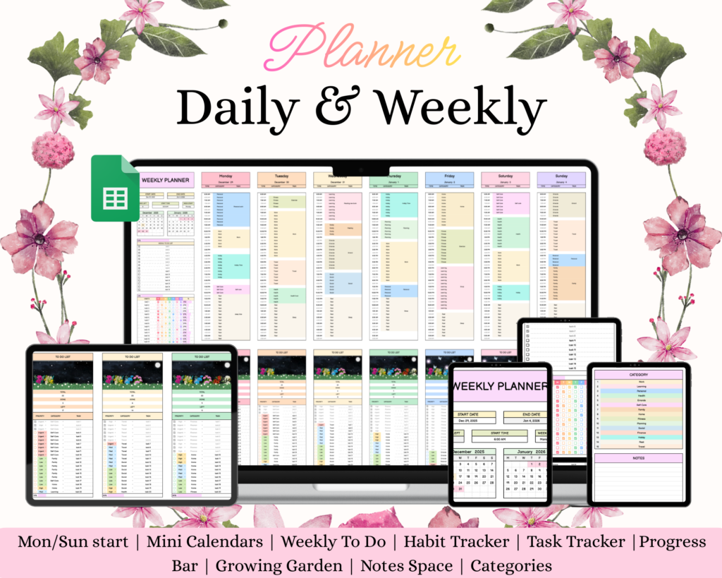 Daily & Weekly Planner Spreadsheet